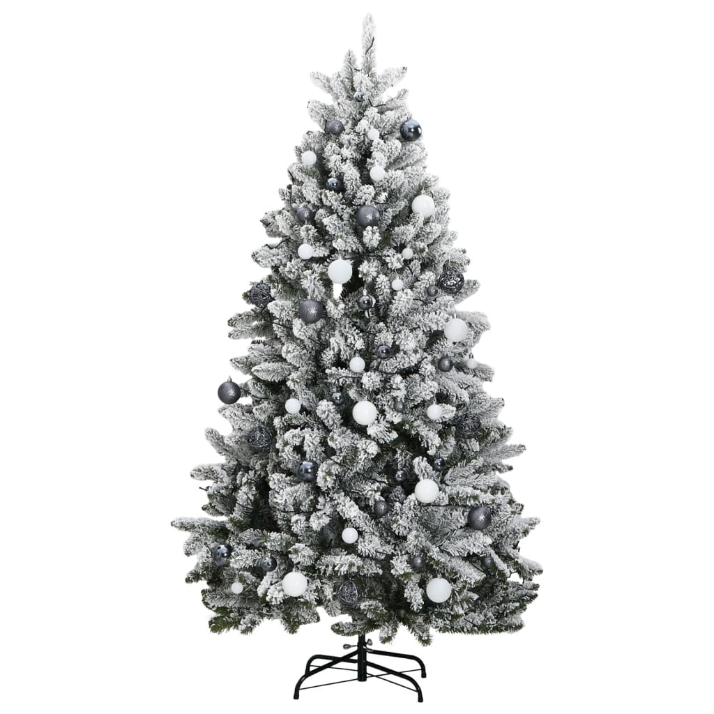 vidaXL Artificial Hinged Christmas Tree 300 LEDs & Ball Set 210 cm