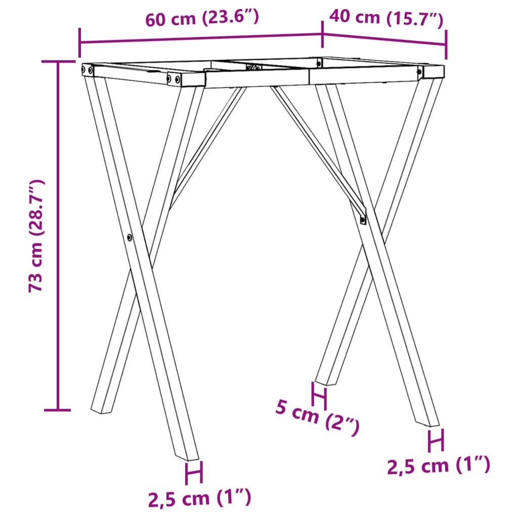 Dining Table Legs X-Frame 60x40x73 cm Steel