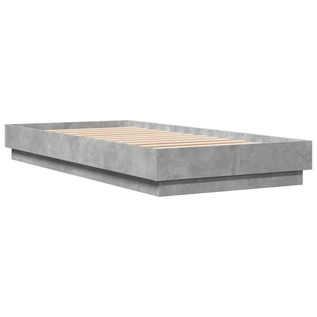 vidaXL Bed Frame without Mattress with LED Lights Concrete Grey 90x200 cm