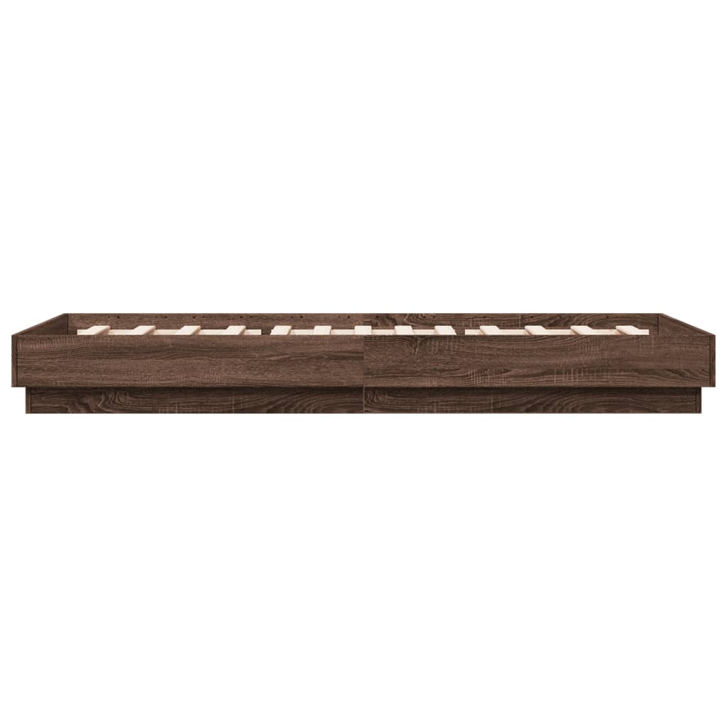 Bed Frame without Mattress with LED Lights Brown Oak 90x200 cm