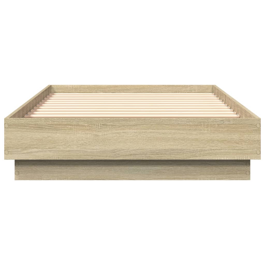 Bed Frame without Mattress with LED Lights Sonoma Oak 90x190 cm Single