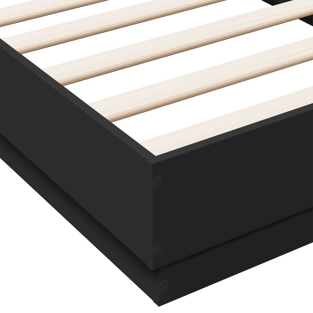 Bed Frame without Mattress with LED Lights Black 75x190 cm Small Single