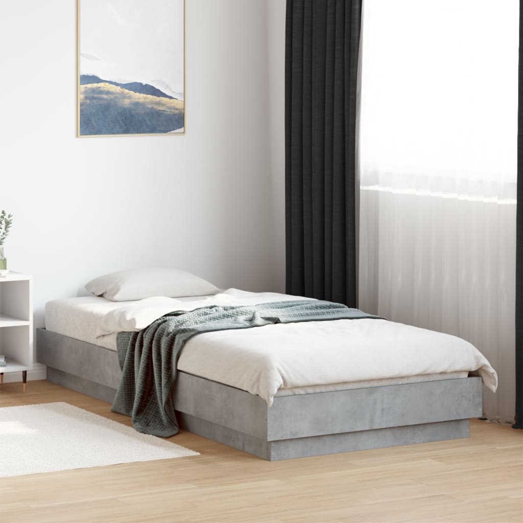 vidaXL Bed Frame without Mattress Concrete Grey 100x200 cm