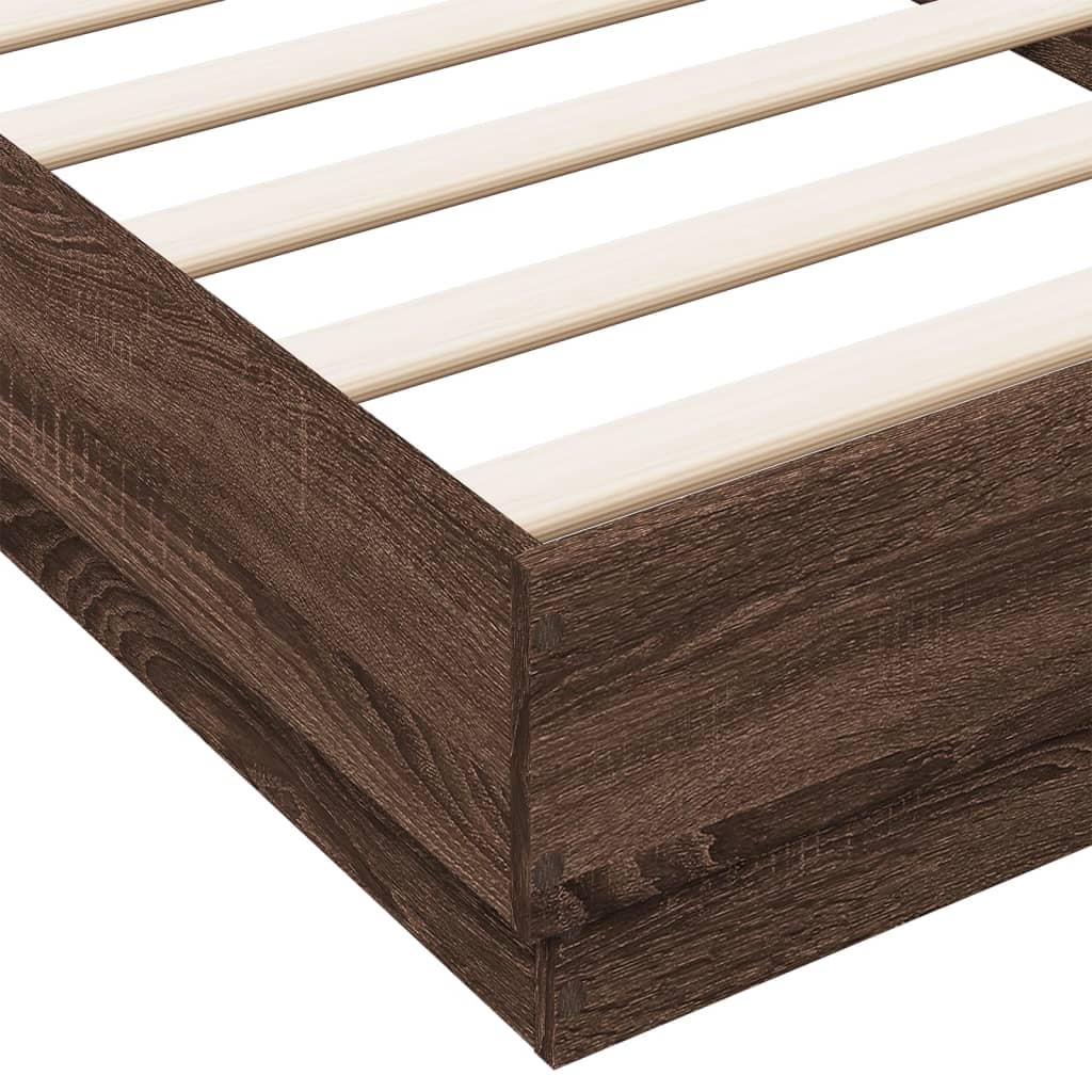 vidaXL Bed Frame without Mattress Brown Oak 100x200 cm Engineered Wood