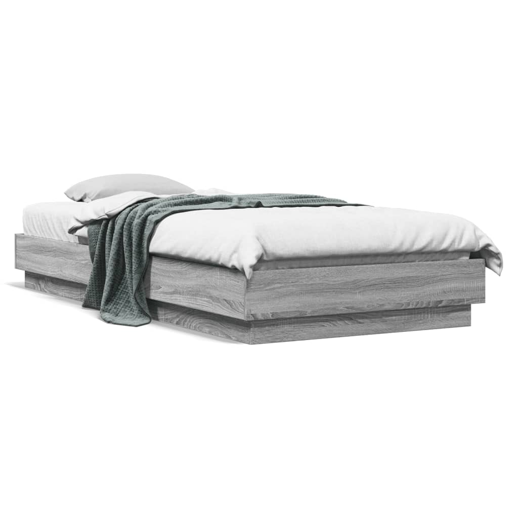 Bed Frame without Mattress Grey Sonoma 90x200 cm Engineered Wood