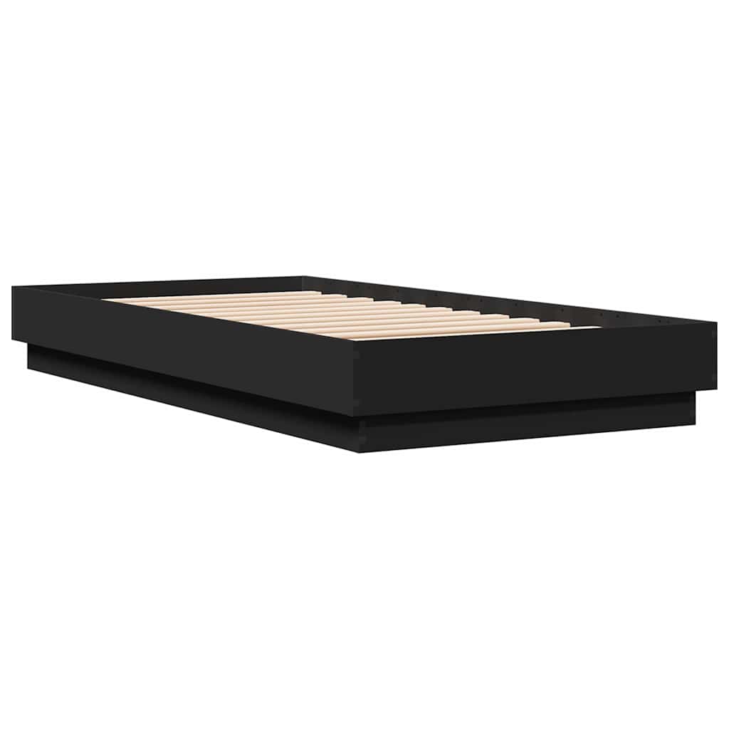 Bed Frame without Mattress Black 90x190 cm Single Engineered Wood