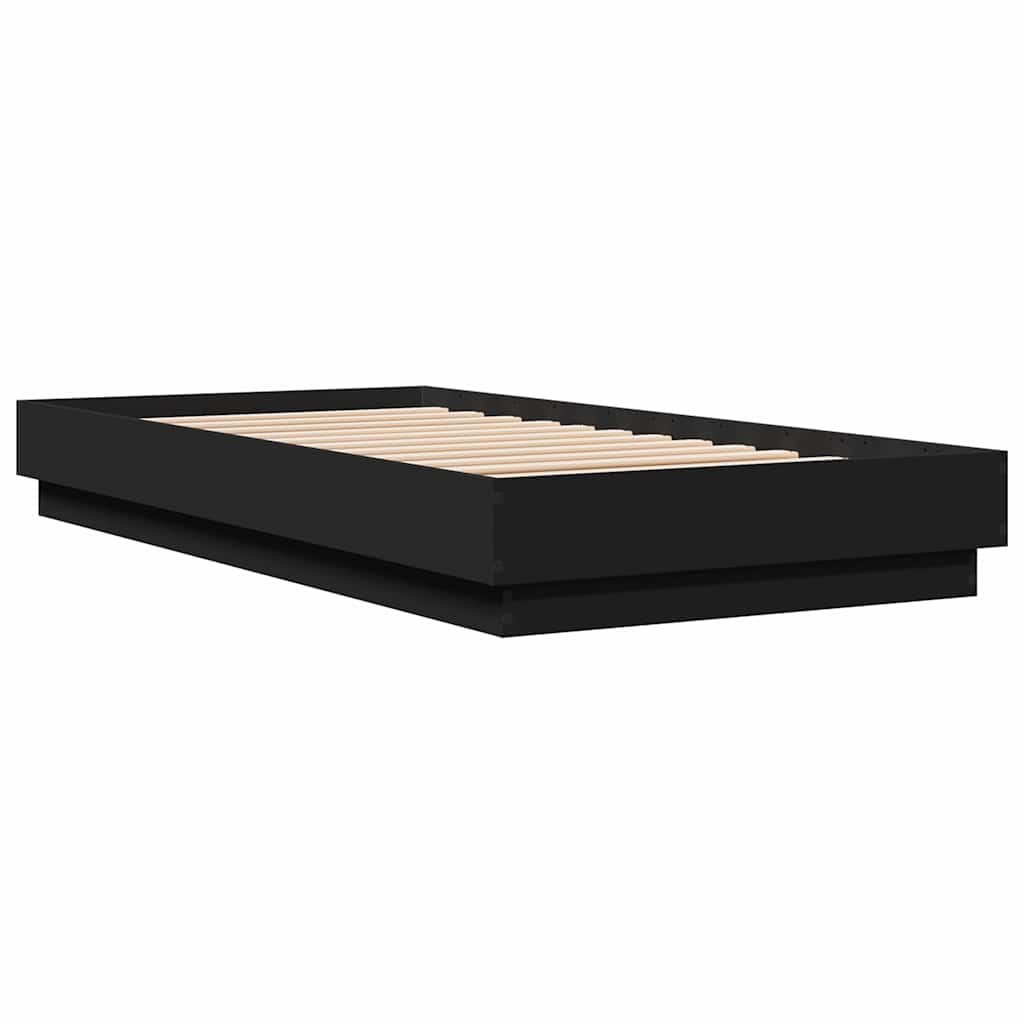 Bed Frame without Mattress Black 90x190 cm Single Engineered Wood