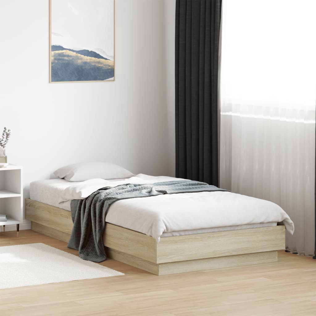 vidaXL Bed Frame without Mattress Sonoma Oak 90x190 cm Single Engineered Wood