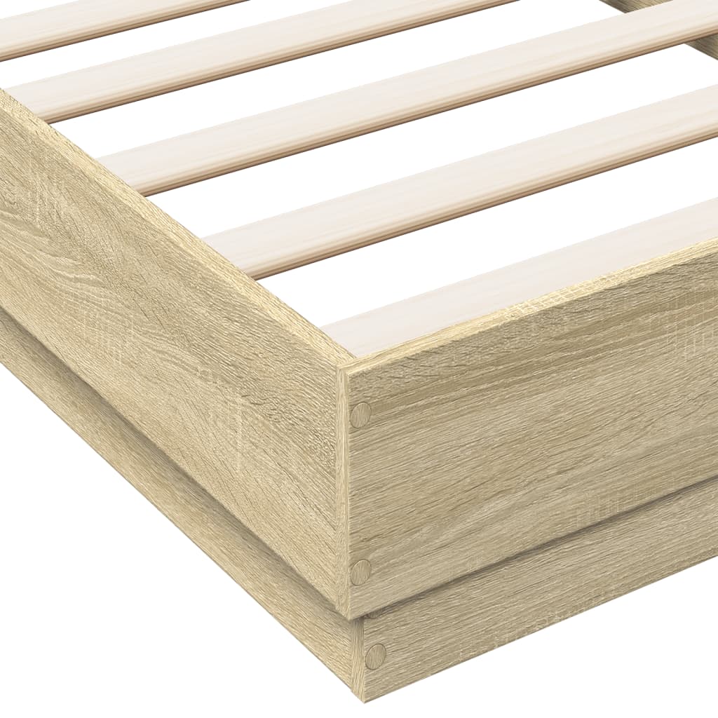 vidaXL Bed Frame without Mattress Sonoma Oak 90x190 cm Single Engineered Wood