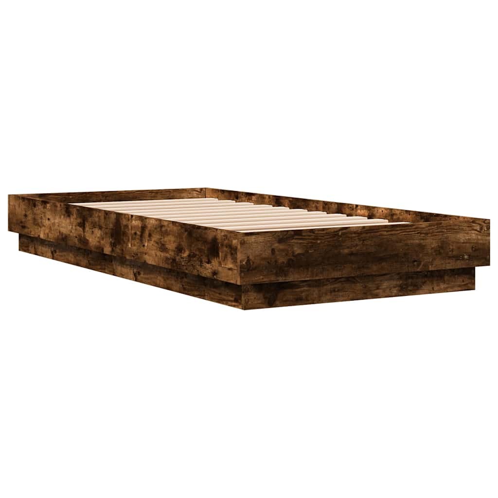 Bed Frame without Mattress Smoked Oak 90x190 cm Single Engineered Wood