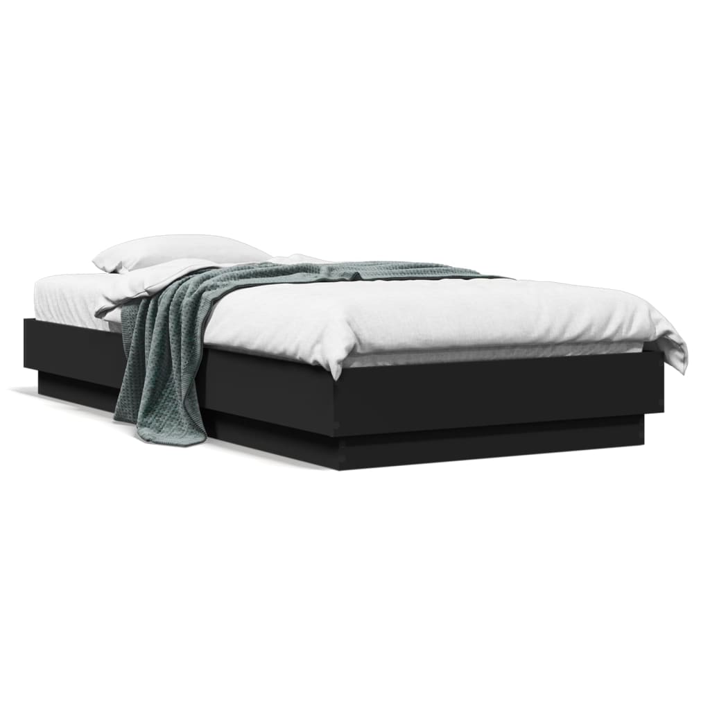 Bed Frame without Mattress Black 75x190 cm Small Single Engineered Wood