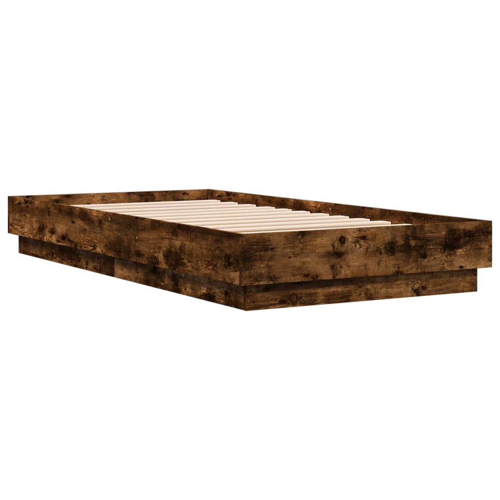 Bed Frame without Mattress Smoked Oak 75x190 cm Small Single Engineered Wood