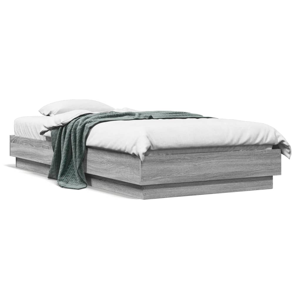 Bed Frame without Mattress Grey Sonoma 75x190 cm Small Single Engineered Wood