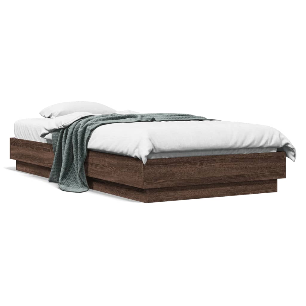 Bed Frame without Mattress Brown Oak 75x190 cm Small Single Engineered Wood