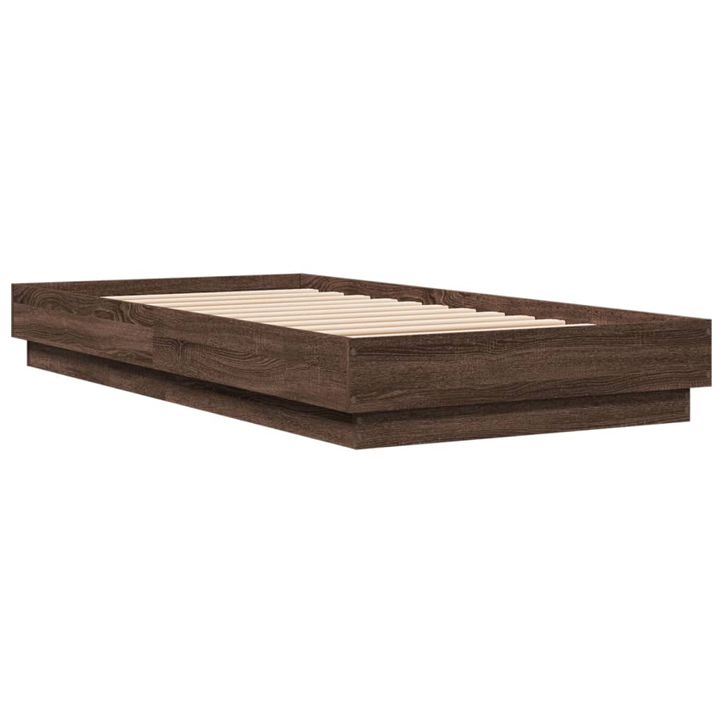 Bed Frame without Mattress Brown Oak 75x190 cm Small Single Engineered Wood