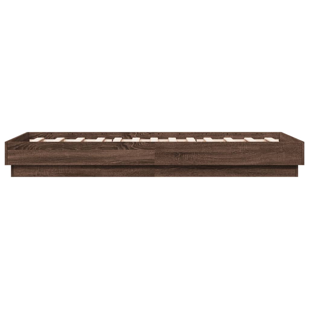 Bed Frame without Mattress Brown Oak 75x190 cm Small Single Engineered Wood