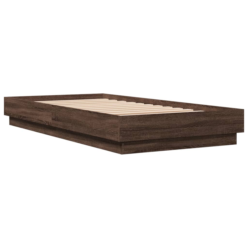 Bed Frame without Mattress Brown Oak 75x190 cm Small Single Engineered Wood