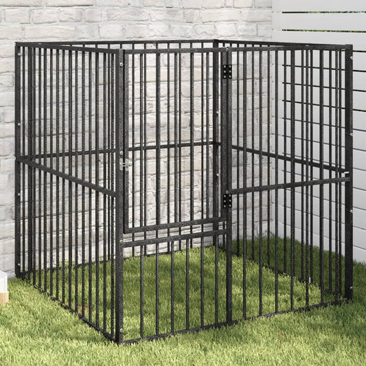 Dog Playpen 4 Panel Black Galvanised Steel