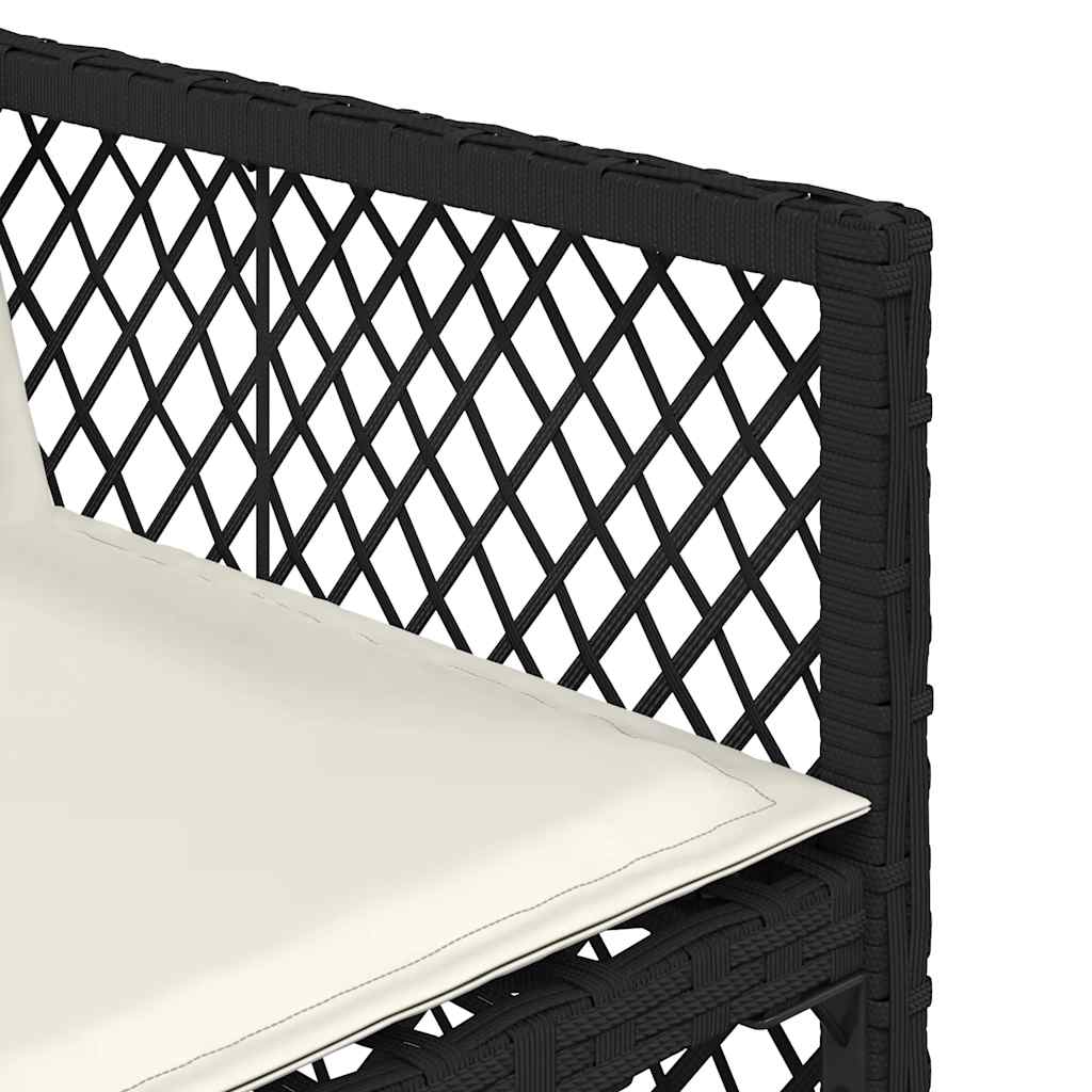 5 Piece Garden Dining Set with Cushions Black Poly Rattan