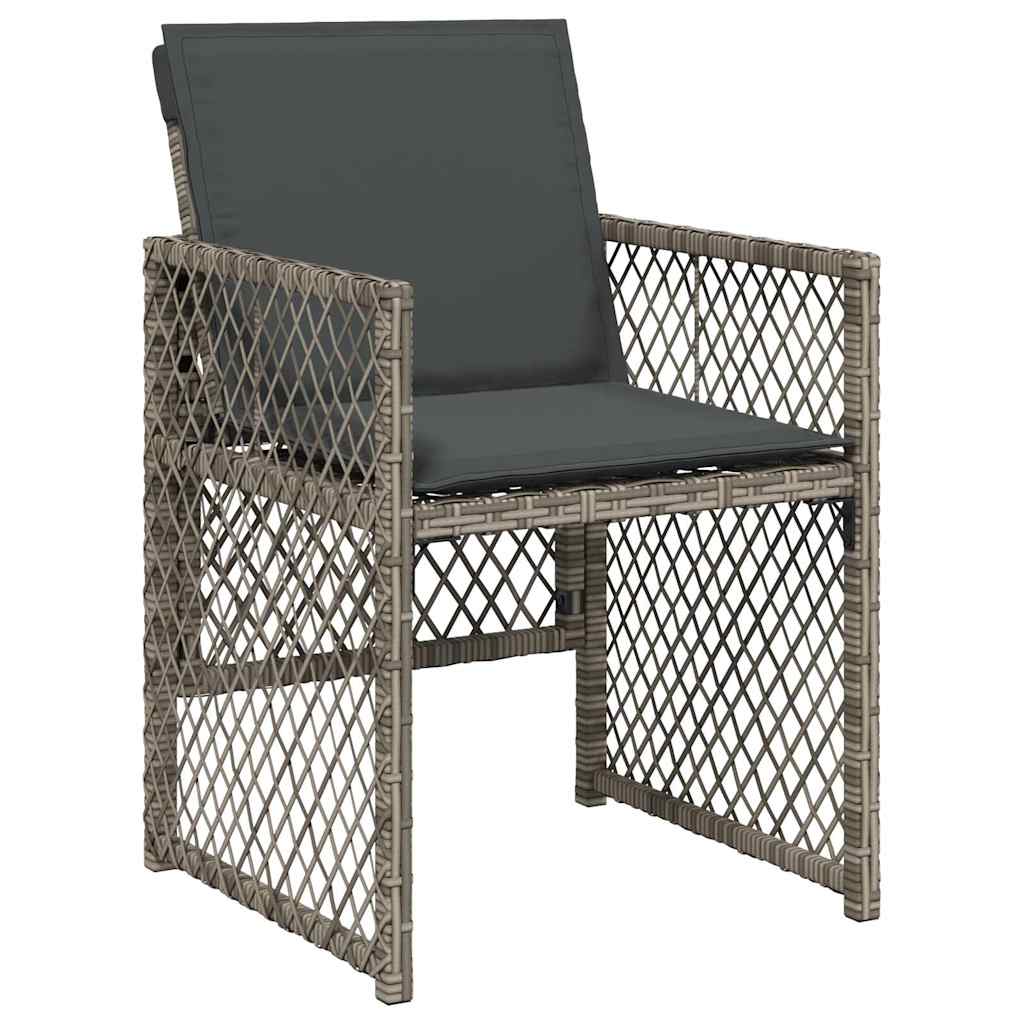 13 Piece Garden Dining Set with Cushions Grey Poly Rattan
