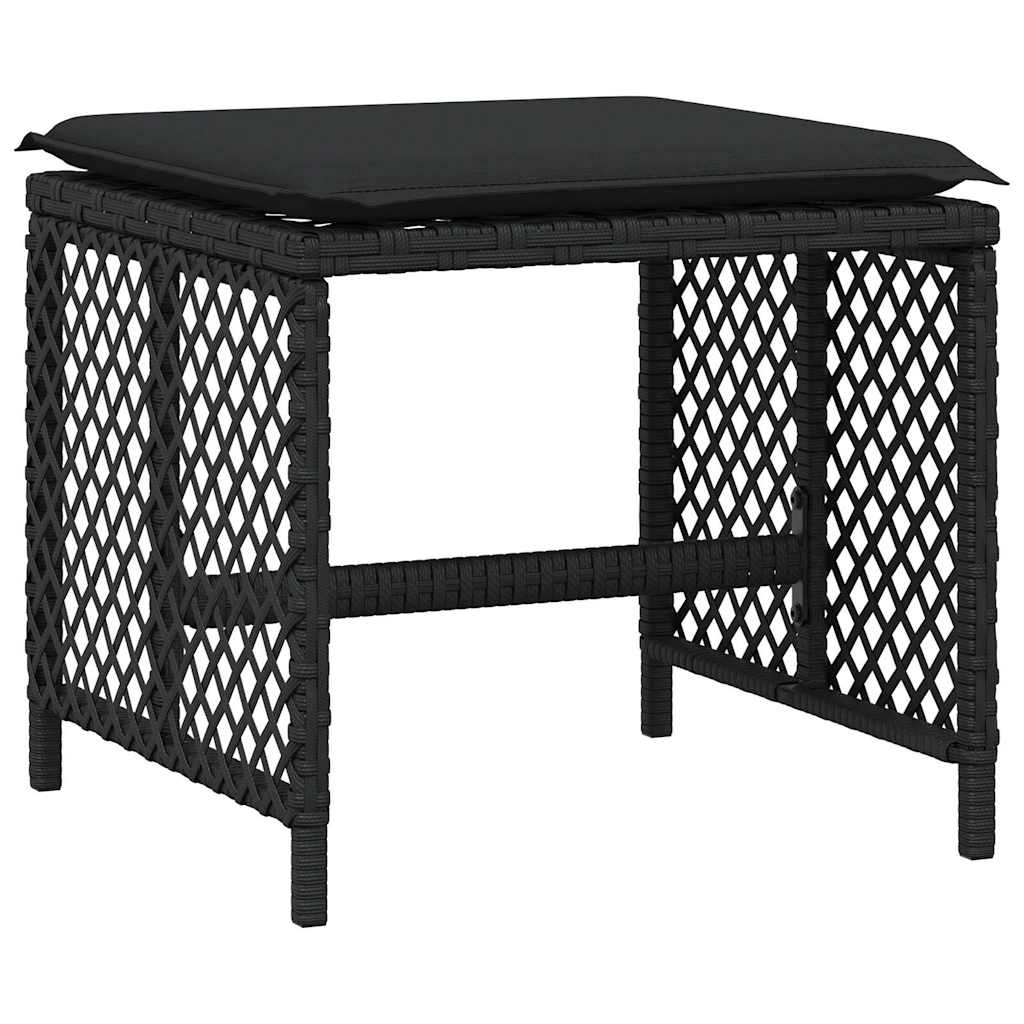 9 Piece Garden Dining Set with Cushions Black Poly Rattan