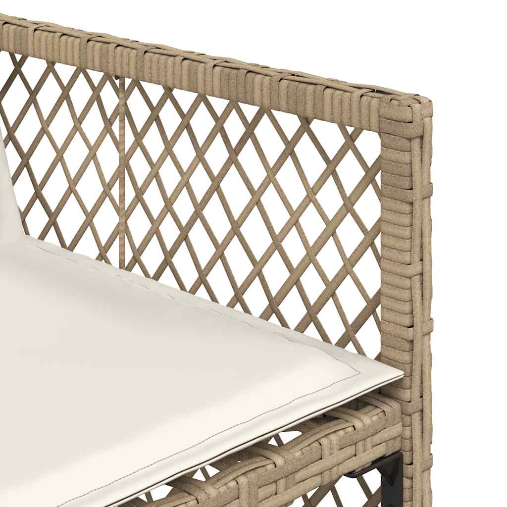9 Piece Garden Dining Set with Cushions Beige Poly Rattan