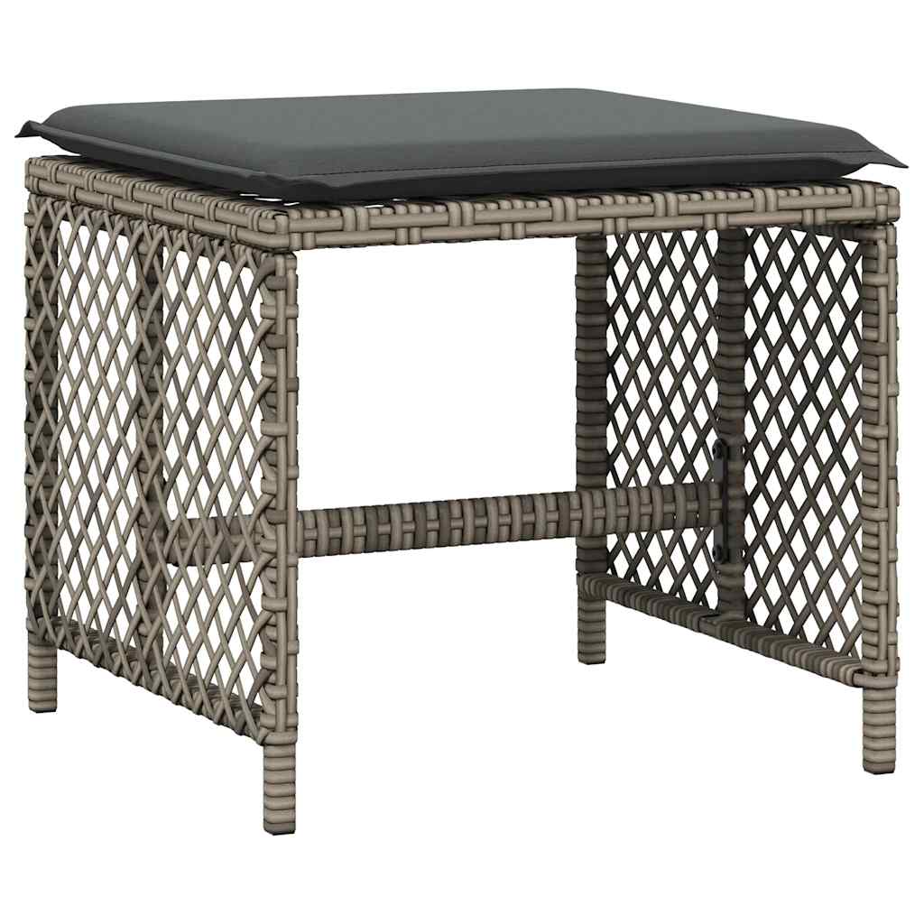 9 Piece Garden Dining Set with Cushions Grey Poly Rattan