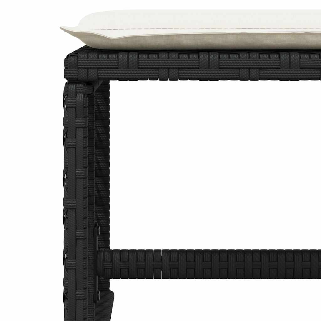 9 Piece Garden Dining Set with Cushions Black Poly Rattan