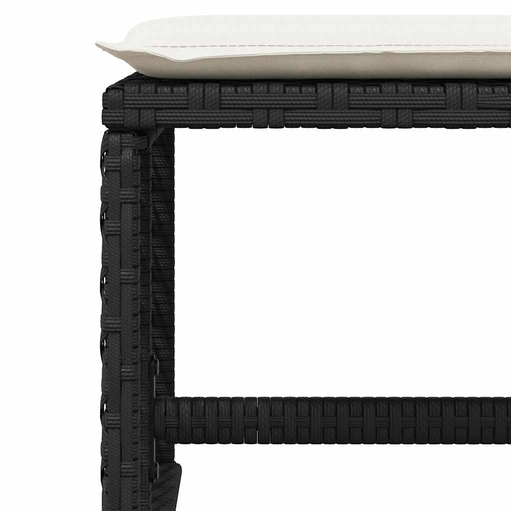 11 Piece Garden Dining Set with Cushions Black Poly Rattan