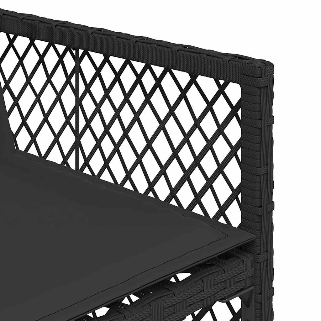 11 Piece Garden Dining Set with Cushions Black Poly Rattan