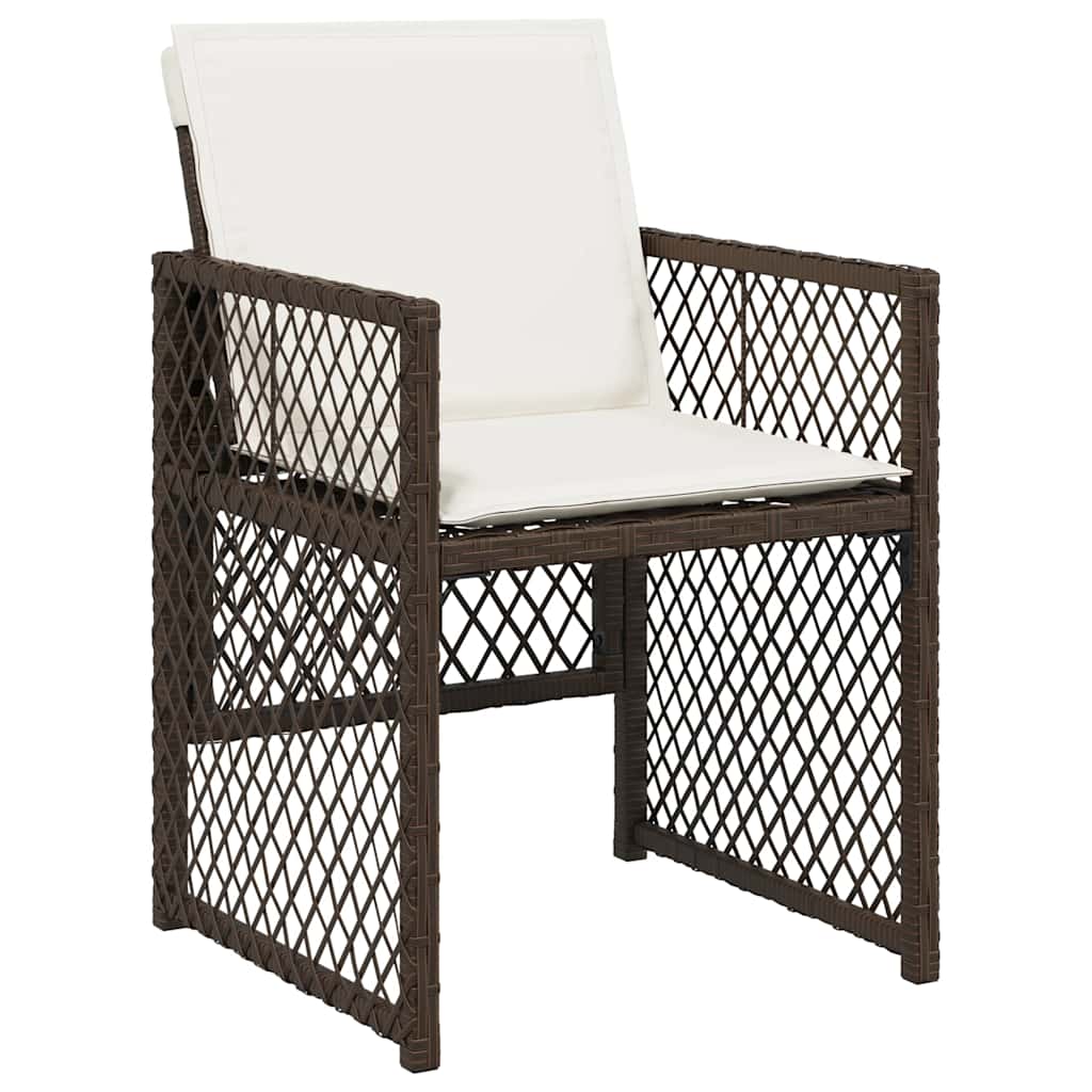 11 Piece Garden Dining Set with Cushions Brown Poly Rattan