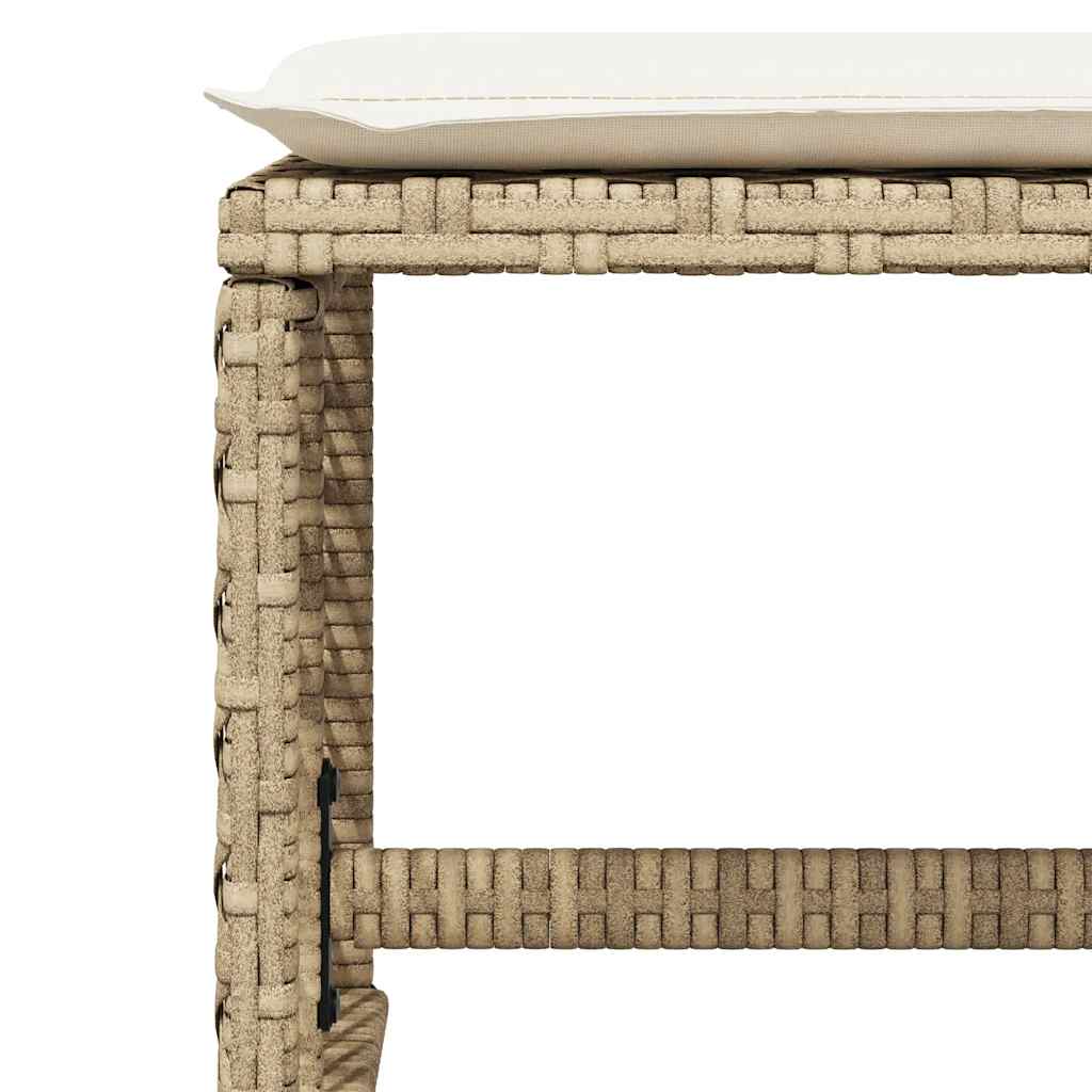 13 Piece Garden Dining Set with Cushions Beige Poly Rattan