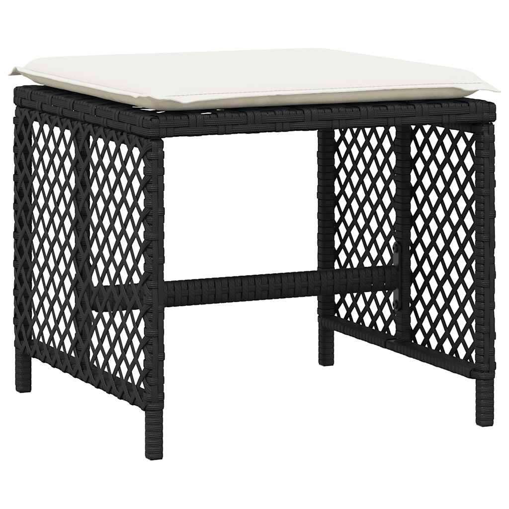 13 Piece Garden Dining Set with Cushions Black Poly Rattan