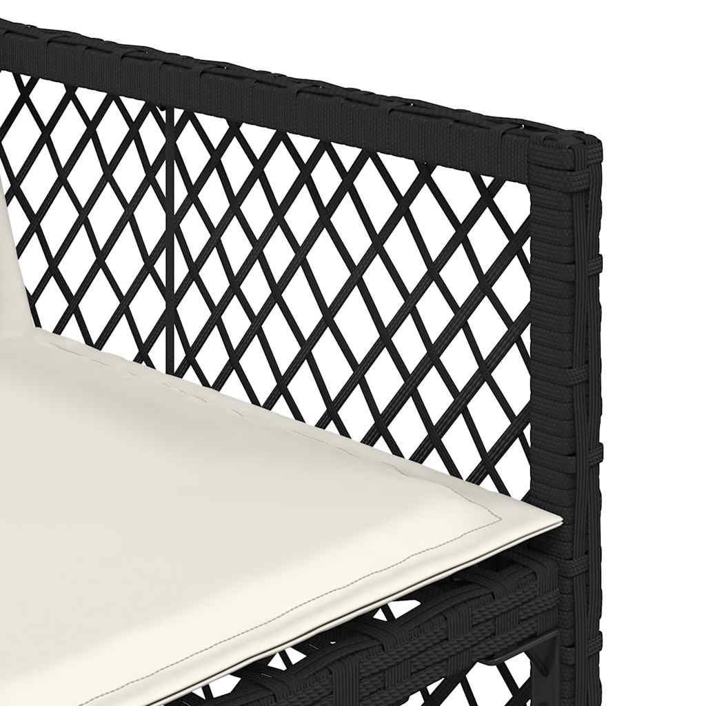 15 Piece Garden Dining Set with Cushions Black Poly Rattan