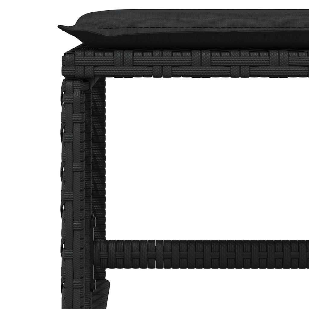 15 Piece Garden Dining Set with Cushions Black Poly Rattan
