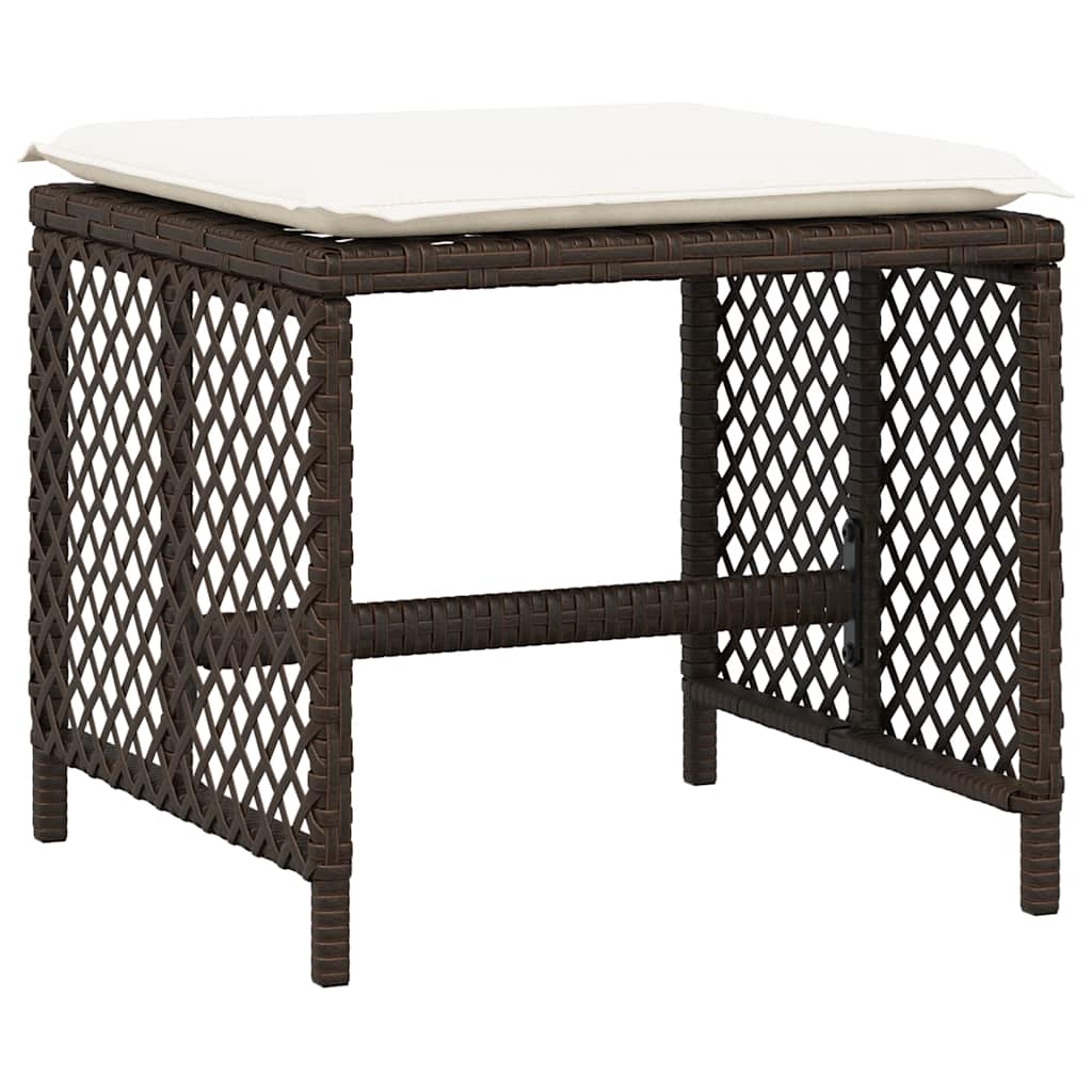15 Piece Garden Dining Set with Cushions Brown Poly Rattan