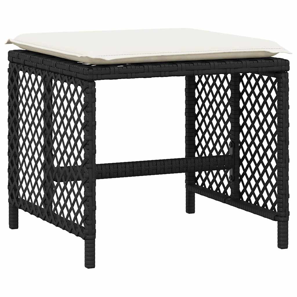 15 Piece Garden Dining Set with Cushions Black Poly Rattan