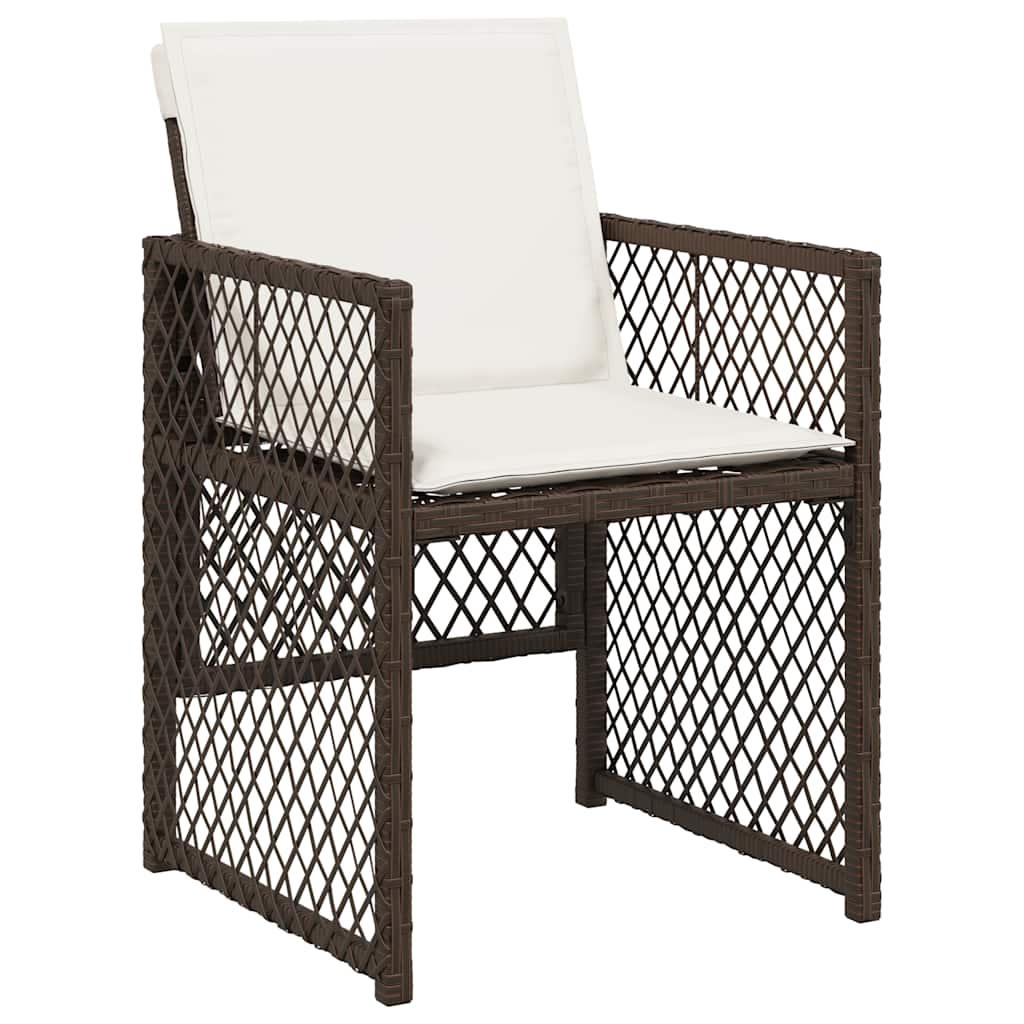 17 Piece Garden Dining Set with Cushions Brown Poly Rattan