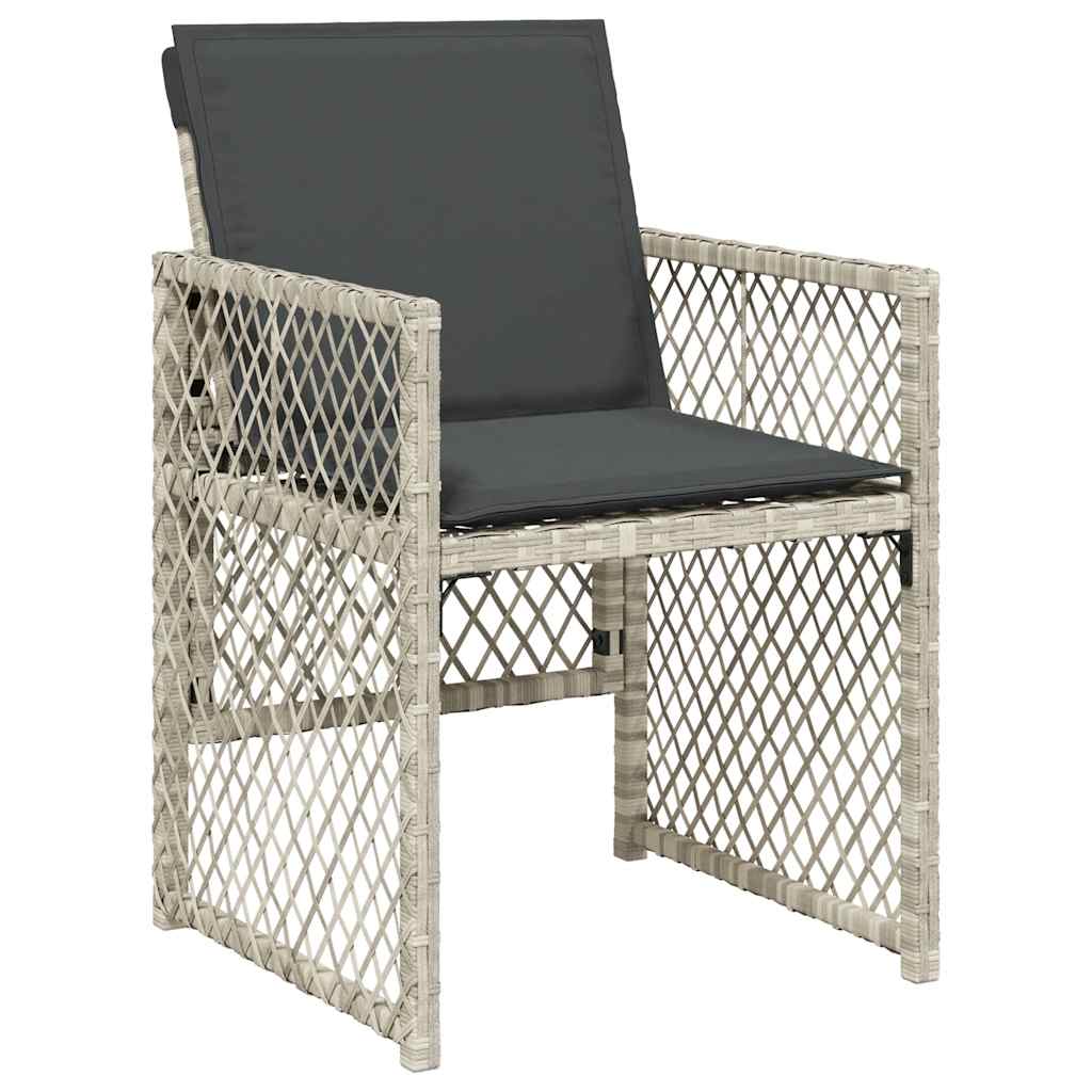 17 Piece Garden Dining Set with Cushions Light Grey Poly Rattan