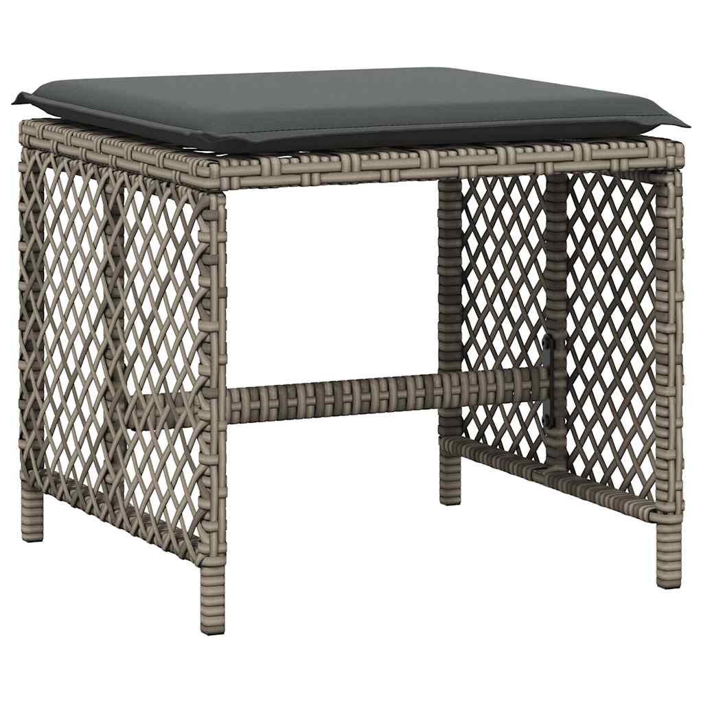 17 Piece Garden Dining Set with Cushions Grey Poly Rattan