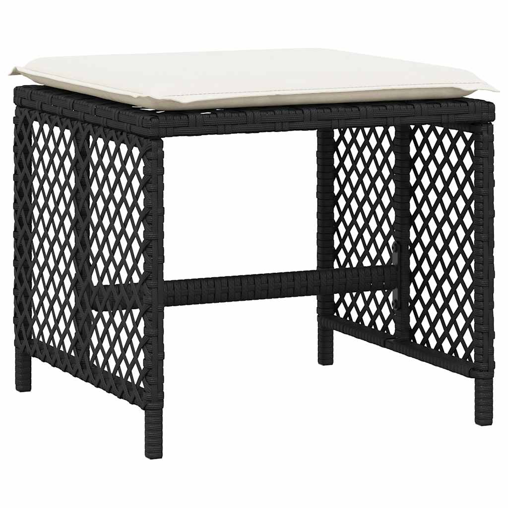 17 Piece Garden Dining Set with Cushions Black Poly Rattan