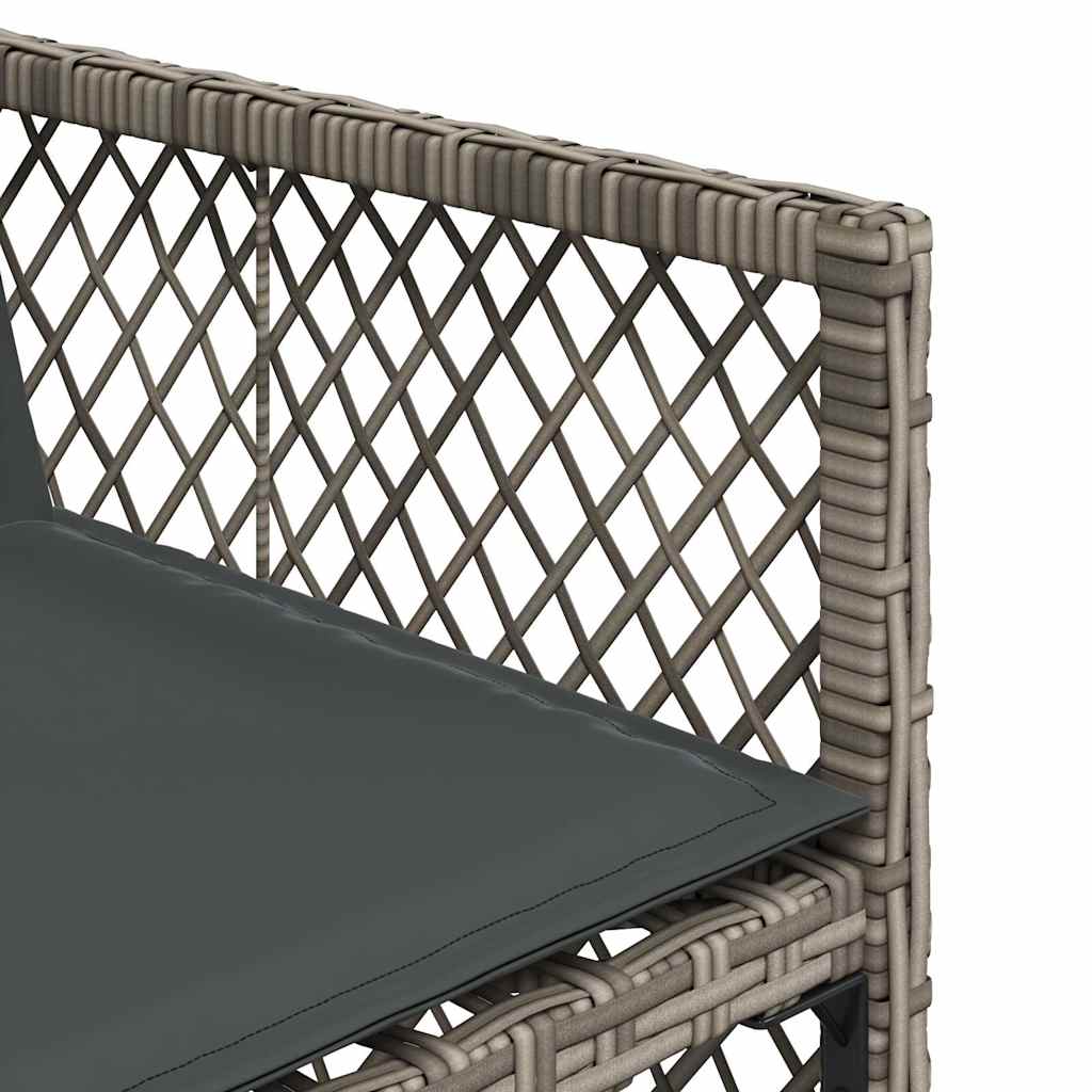 15 Piece Garden Dining Set with Cushions Grey Poly Rattan