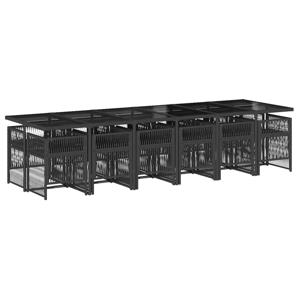 Garden Dining Set | Black | PE Rattan | 12-seater | Stackable