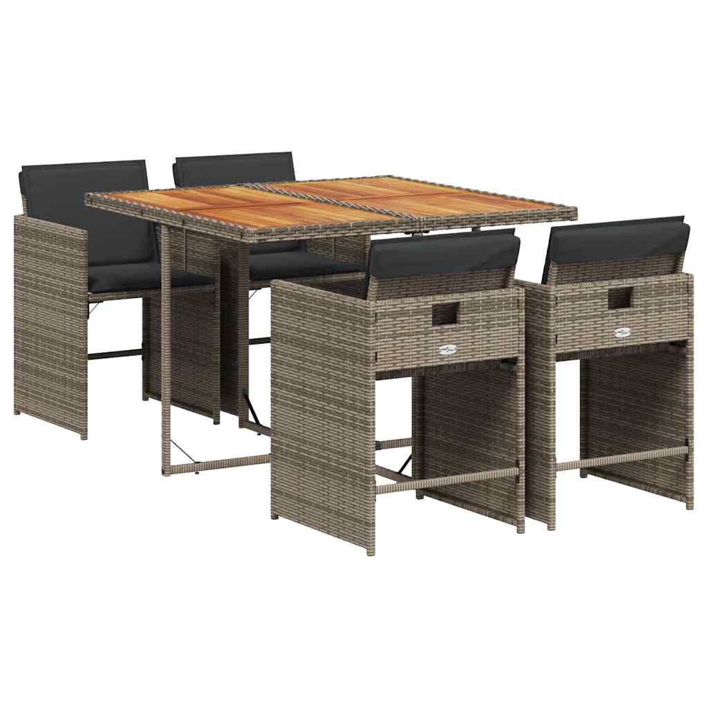 Garden Dining Set | Grey | Poly Rattan | Medium | Collapsible