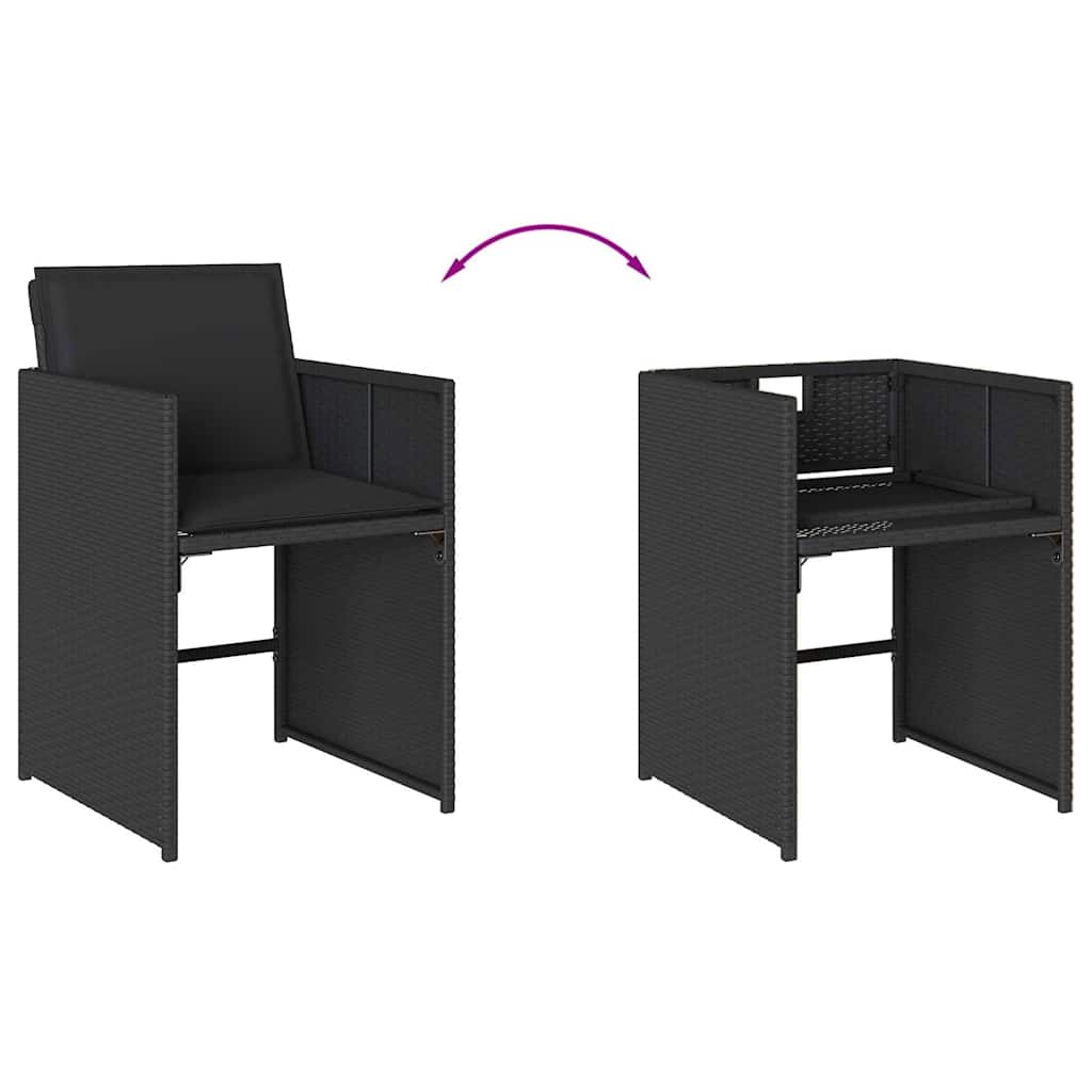 Garden Dining Set | Black | PE Rattan | 6-seater | Foldable