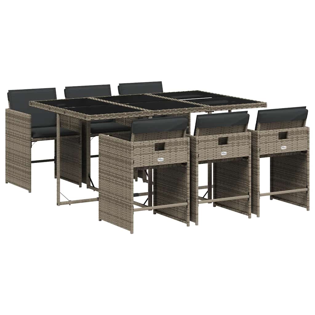 Garden Dining Set | Grey | PE Rattan | 7 Piece | Removable Covers