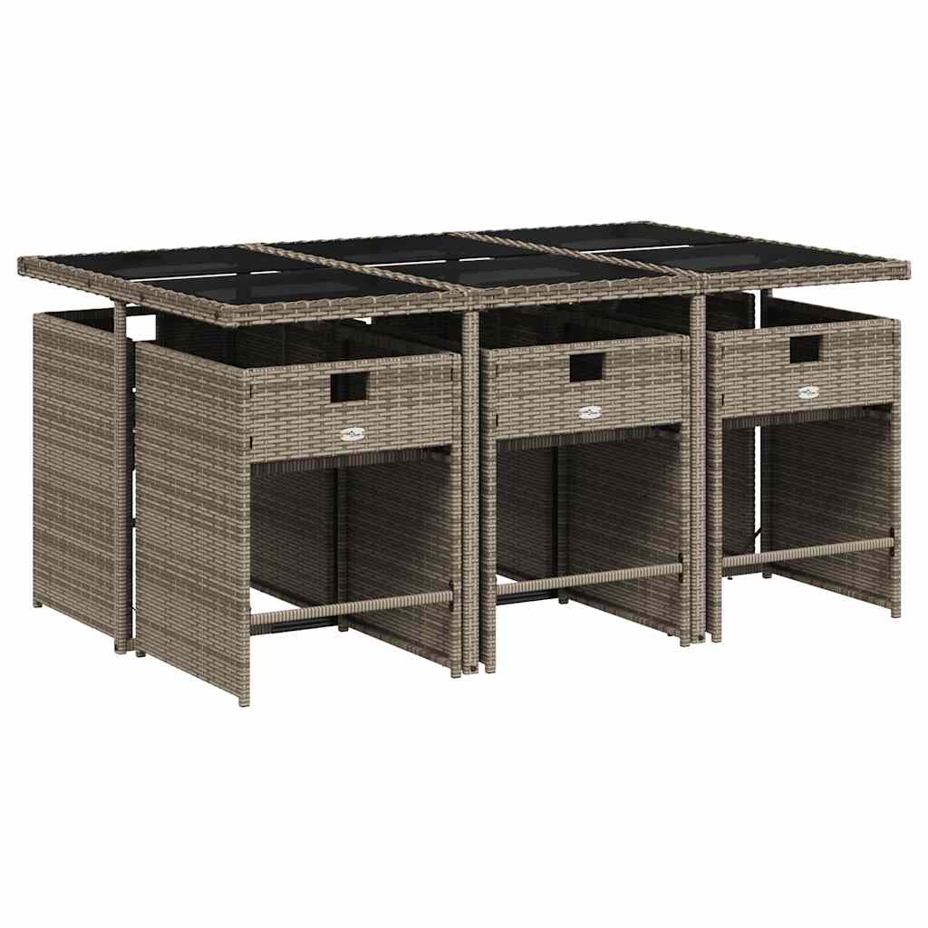 Garden Dining Set | Grey | PE Rattan | 7 Piece | Removable Covers