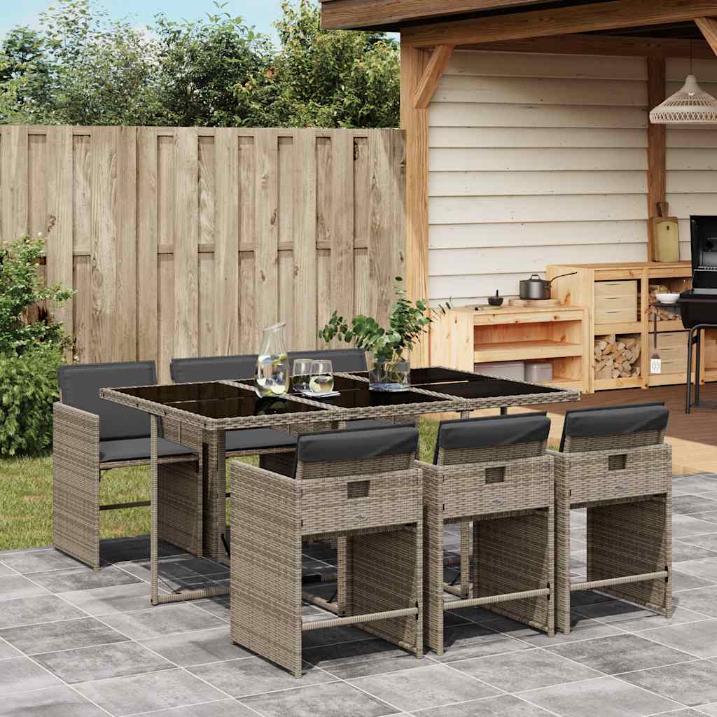 Garden Dining Set | Grey | PE Rattan | 7 Piece | Removable Covers