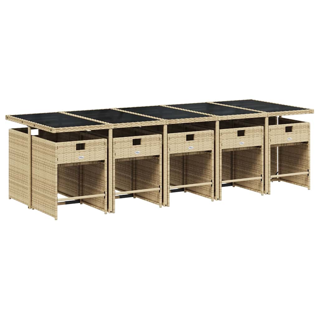 Garden Dining Set | Mix beige | PE rattan | 10-seater | Foldable