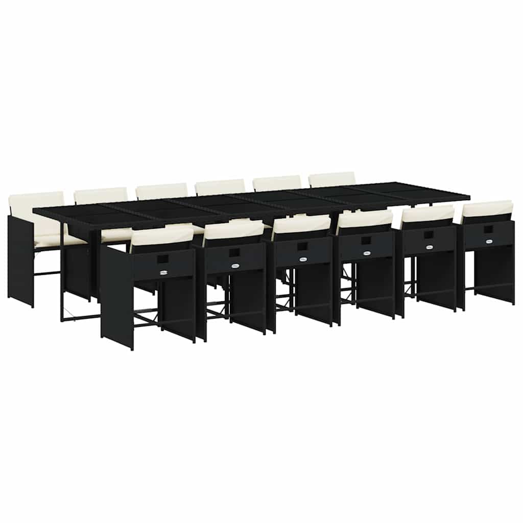 Garden Dining Set | Black, Cream White | PE rattan | 12-seater